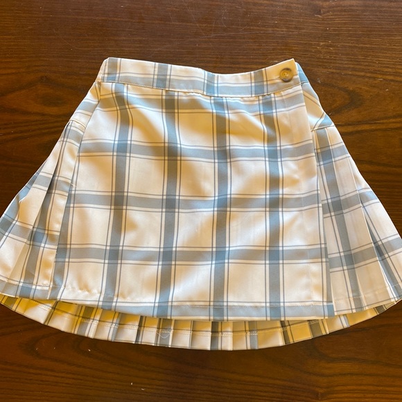 Blue/grey & white flannel pattern skirt teens/kids (x-small) amazing condition - Picture 1 of 5